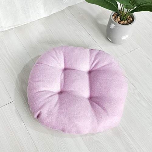 Shan-S Solid Color Round Cotton Floor Cushion, Cotton Linen Brea