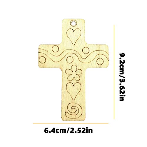 Shan-S 10 Pieces Easter Wooden Slices Unfinished Ornaments Diy W