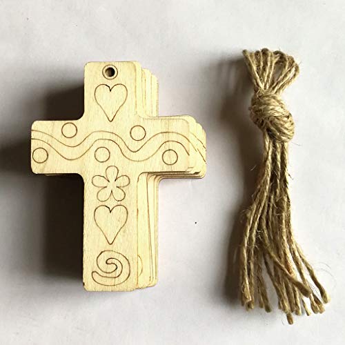 Shan-S 10 Pieces Easter Wooden Slices Unfinished Ornaments Diy W