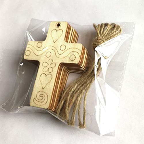 Shan-S 10 Pieces Easter Wooden Slices Unfinished Ornaments Diy W
