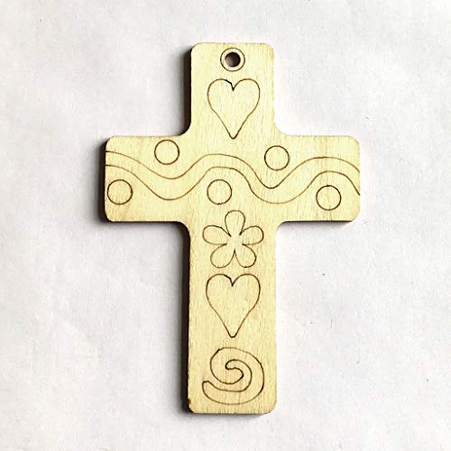 Shan-S 10 Pieces Easter Wooden Slices Unfinished Ornaments Diy W