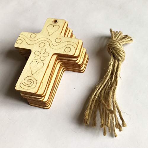 Shan-S 10 Pieces Easter Wooden Slices Unfinished Ornaments Diy W