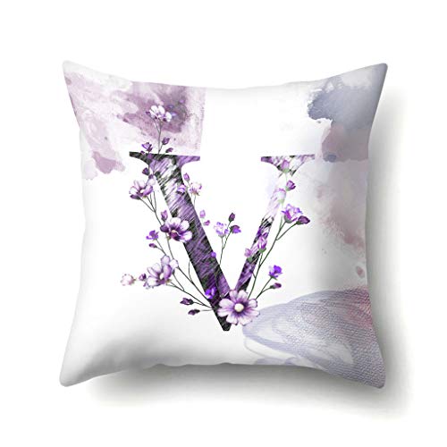 Shan-S 26 English Letters Pattern Pillow Case Floral Pillowcases