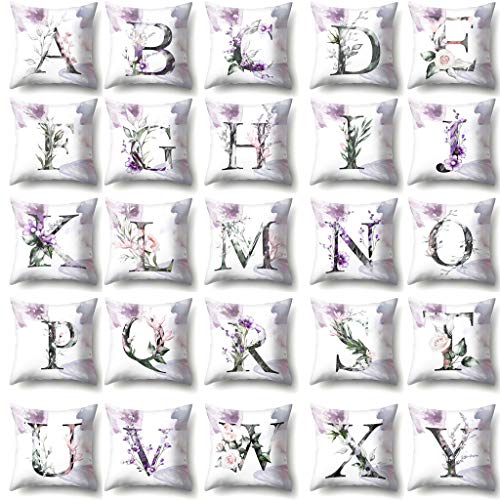Shan-S 26 English Letters Pattern Pillow Case Floral Pillowcases