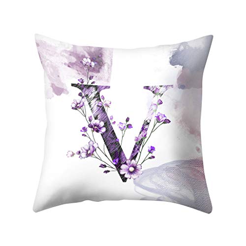 Shan-S 26 English Letters Pattern Pillow Case Floral Pillowcases