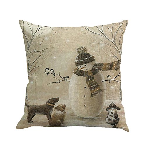 Shan-S Christmas Pillow Covers 18X18 Inch Snowman Reindeer Elk X