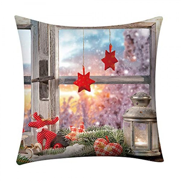 Shan-S Christmas Throw Pillow Covers 18 x 18 45cm x 45cm,Set o...