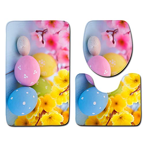 Shan-S Easter Day Bathroom Decor Doormat Runner Rugs Set Of 3, U