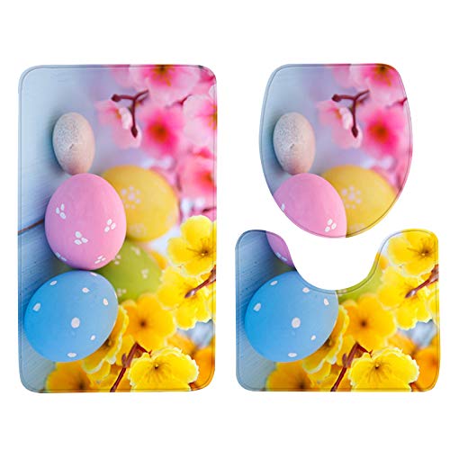 Shan-S Easter Day Bathroom Decor Doormat Runner Rugs Set Of 3, U