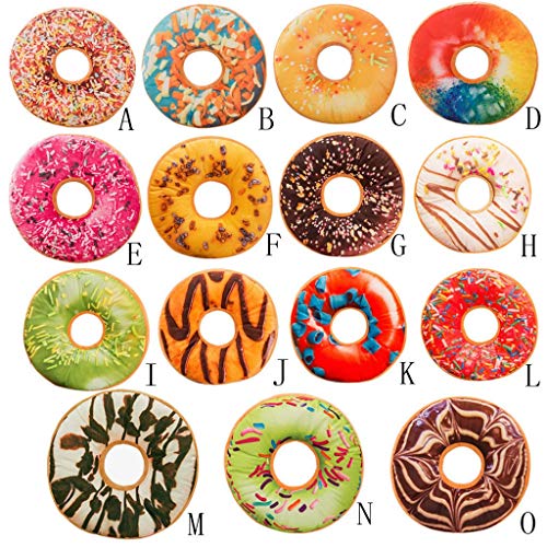 Shan-S Large Donut Throw Pillow Soft Novelty Doughnut Shaped Rin