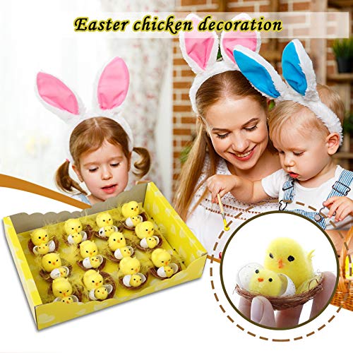 Shan-S Pack Of 12Pcs Easter Chenille Chicks Easter Bonnet Easter