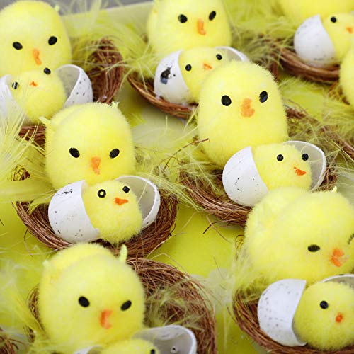 Shan-S Pack Of 12Pcs Easter Chenille Chicks Easter Bonnet Easter