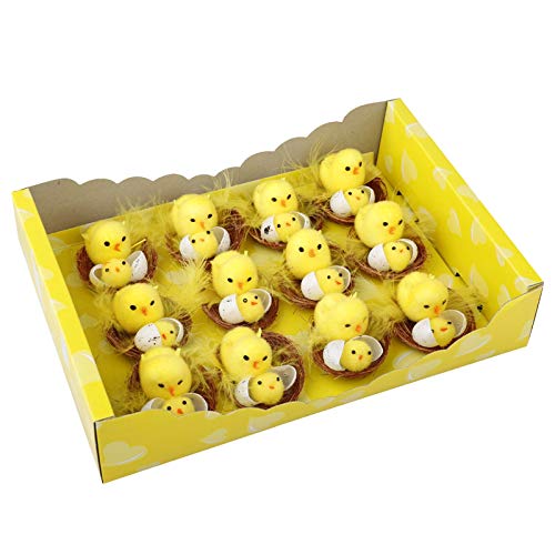 Shan-S Pack Of 12Pcs Easter Chenille Chicks Easter Bonnet Easter