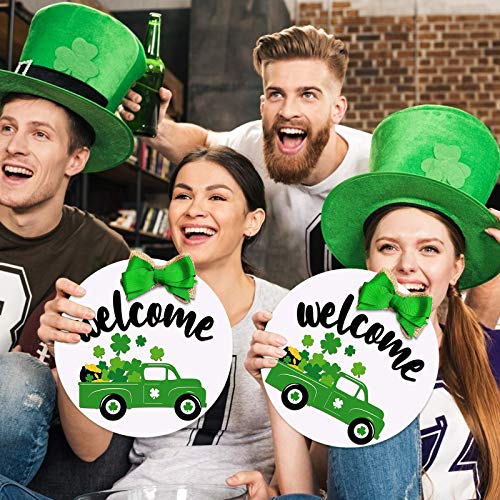 Shan-S St Patricks Day Hanging Welcome Door Sign Shamrock Truck
