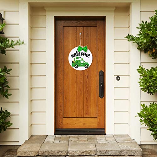 Shan-S St Patricks Day Hanging Welcome Door Sign Shamrock Truck