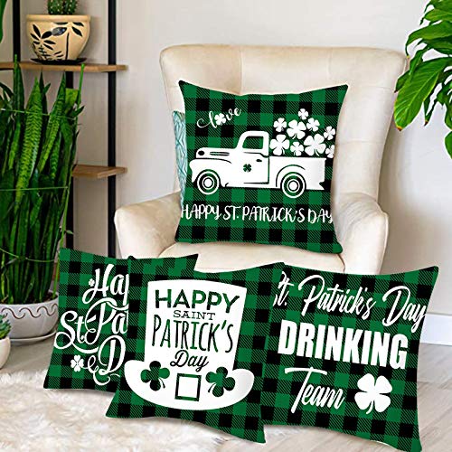 Shan-S St. Patricks Day Pillow Covers 18 X 18 Inch Shamrock Clo