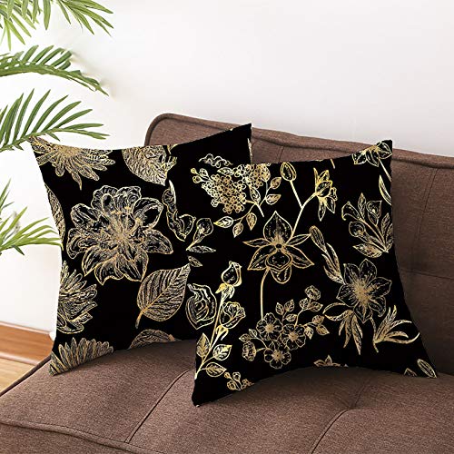 Shan-S Throw Pillow Covers Bronzing Flower Leaf Print Pillowcase