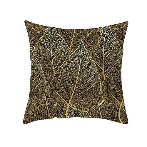 Shan-S Throw Pillow Covers Bronzing Flower Leaf Print Pillowcase