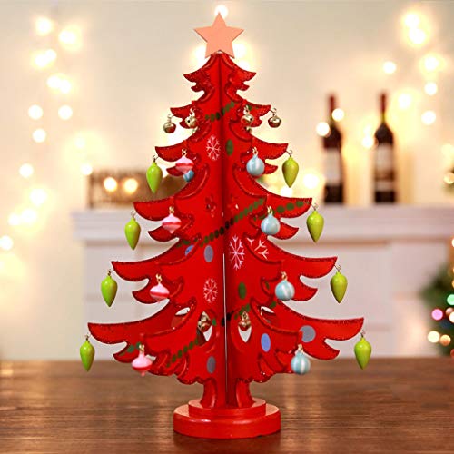 Shan-S Wooden Christmas Tree Table Decorations Toy Mini Detachab