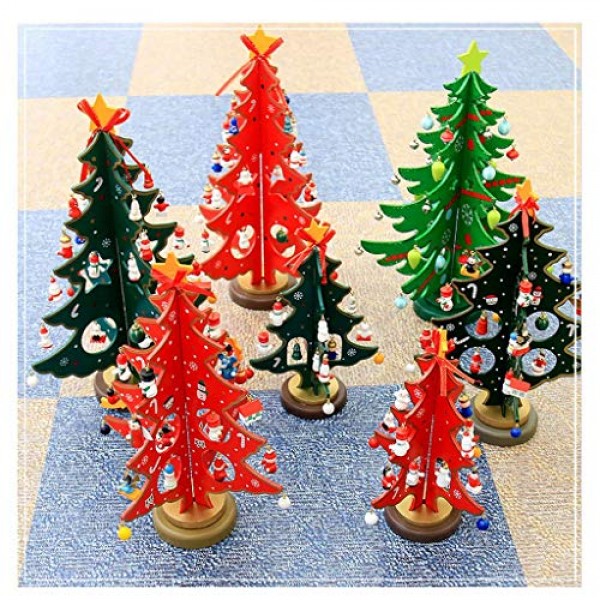 Shan-S Wooden Christmas Tree Table Decorations Toy Mini Detachab...