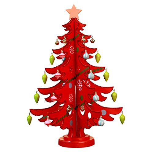 Shan-S Wooden Christmas Tree Table Decorations Toy Mini Detachab