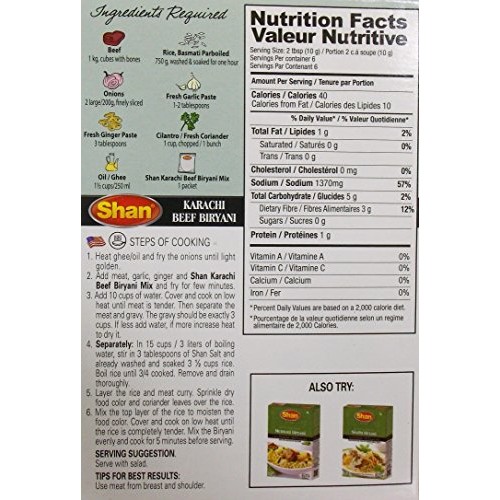 Shan Karachi Beef Biryani Seasoning Mix - Pack Of 6 60G