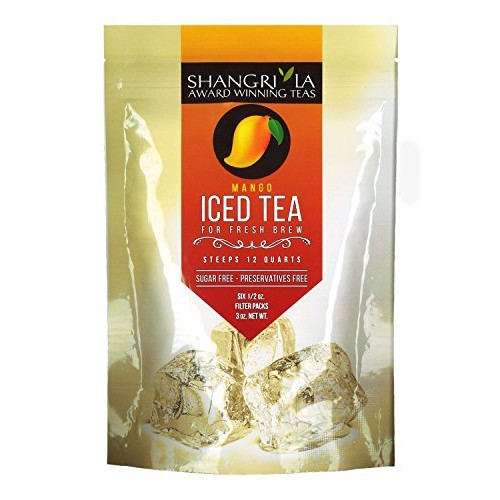 Shangri La Tea Company Iced Tea, Mango, Bag Of 6, 1/2 Ounces Pou