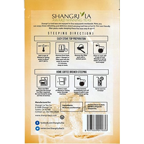 Shangri La Tea Company Iced Tea, Tropical Passion, Bag Of 6, 1/2