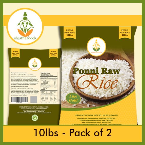 Ponni Raw Rice - 10 Lbs Pack Of 2 T-L