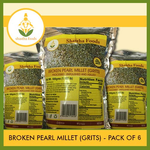 Shastha Broken Pearl Millet Grits Pack Of 6 Each Pkt 500 G