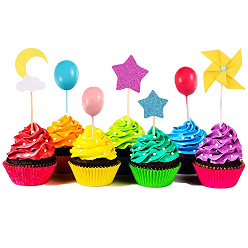 22Pcs Unicorn Cake Topper Kit Cloud Rainbow Balloon Happy Birthd