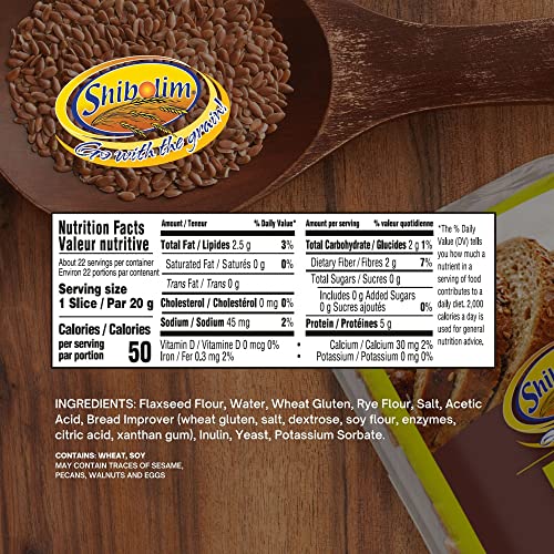 Shibolim FlaxSeed Bread 1lb 2 Pack Low Carb, Zero Net Carbs Pe...