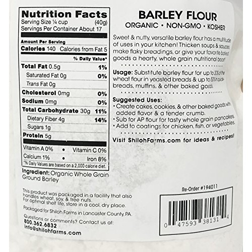 Shiloh Farms - Organic Barley Flour, 2 Packs - 24 Ounce Each