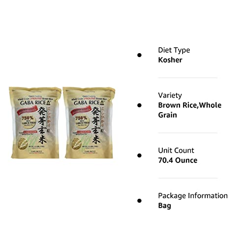 Koshihikari Premium Sprouted Brown Gaba Rice, 2.2 Pound Pack of 4