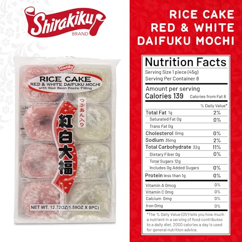 Shirakiku Red and White Daifuku Mochi Rice Cake | Delight with M...