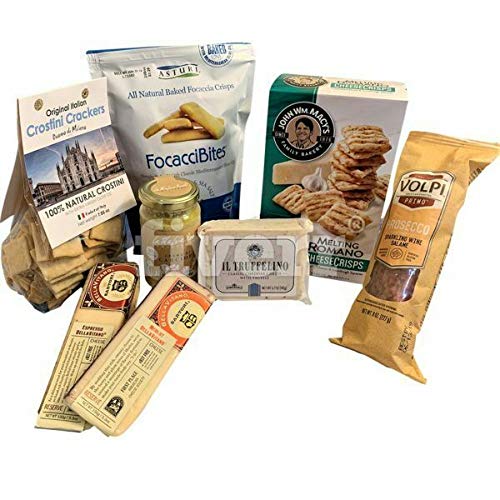 Italian Gourmet Meat Cheese Sampler - Gift Basket Crackers Cheese
