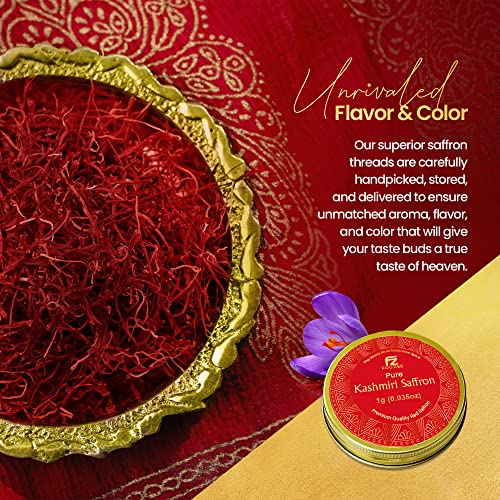Fouzee Pure Kashmiri Saffron Threads, Finest 100% All-Red Saffro