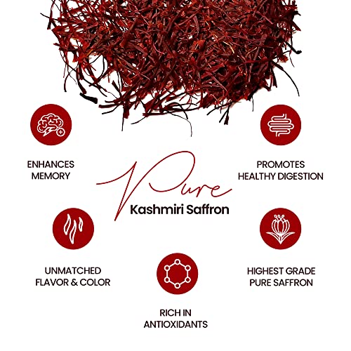 Fouzee Pure Kashmiri Saffron Threads, Finest 100% All-Red Saffro