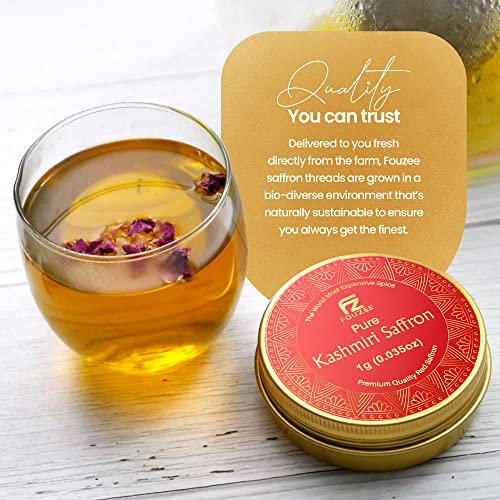 Fouzee Pure Kashmiri Saffron Threads, Finest 100% All-Red Saffro