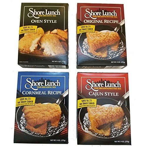Shore Lunch Fish Breading/Batter 4 Flavor Fish Fry Variety Pack,