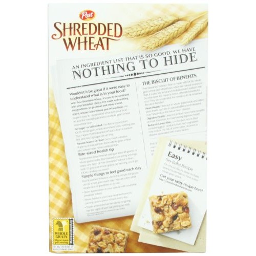 Post Shredded Wheat Bran, Spoon Size, 18-Ounce Boxes Pack Of 5