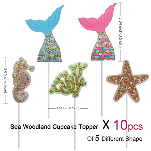 Ocean Glitter Mermaid Happy Birthday Cake Topper Under The Sea M
