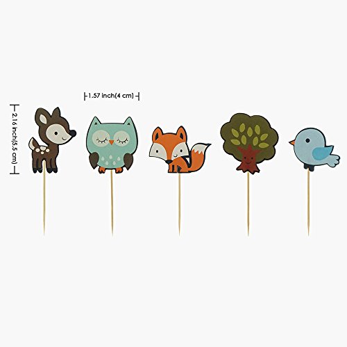 Shxstore Woodland Creatures Theme Cupcake Toppers Forest Animals