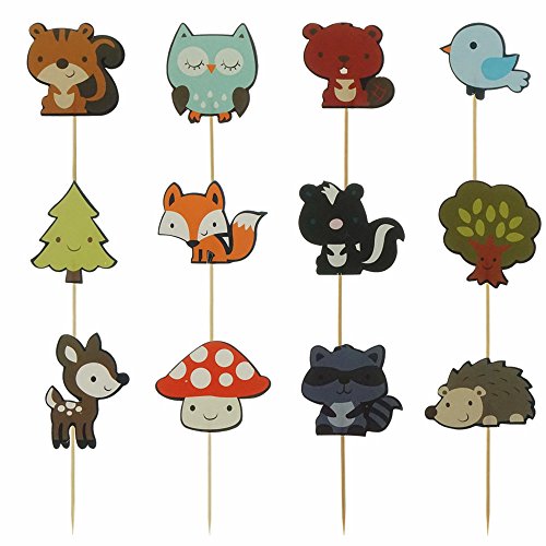 Shxstore Woodland Creatures Theme Cupcake Toppers Forest Animals