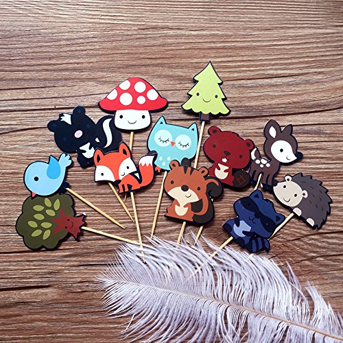 Shxstore Woodland Creatures Theme Cupcake Toppers Forest Animals