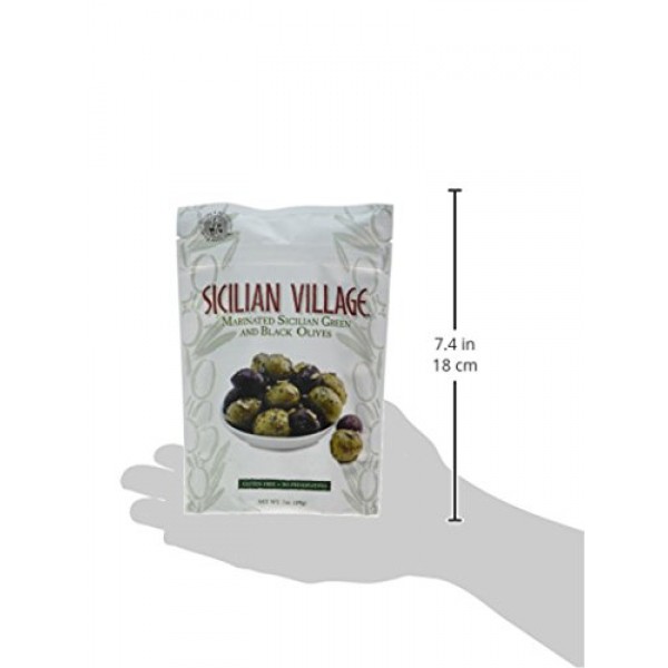 Sicilian Village Marinated Green And Black Olives, 7 Ounce