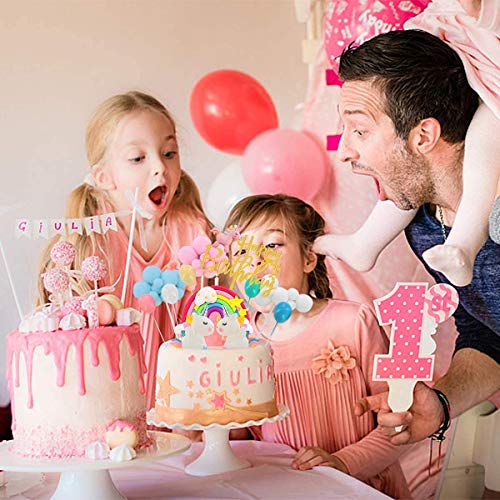 Birthday Unicorn Cake Topper,Rainbow Balloon Cake Decorations Cu