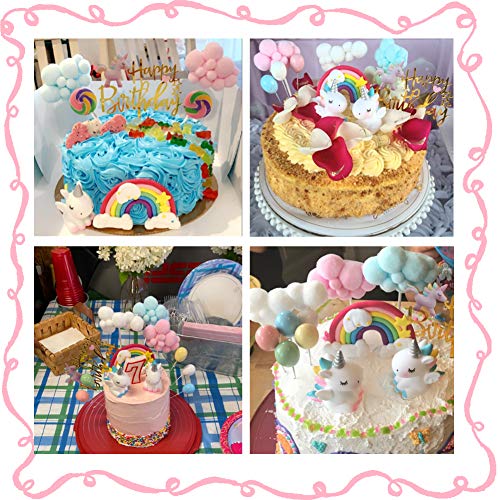 Birthday Unicorn Cake Topper,Rainbow Balloon Cake Decorations Cu