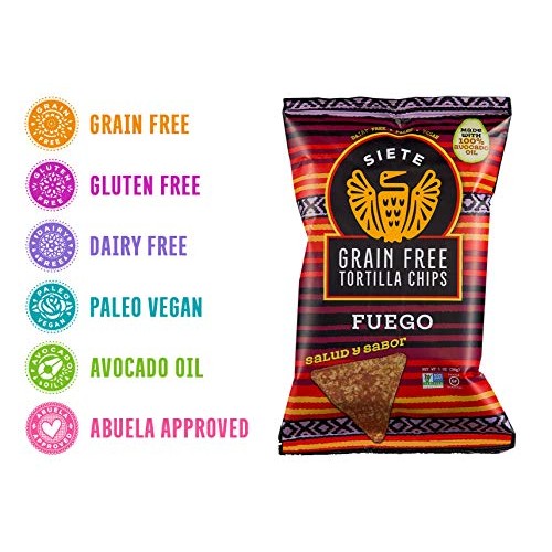 Siete Fuego Grain Free Tortilla Chips, 1 oz bags, 24Pack