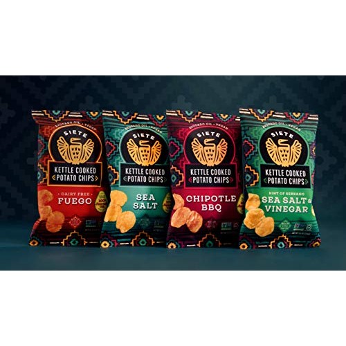 Siete Fuego Grain Free Kettle Cooked Potato Chips, 5Oz Bags, 6 Pack